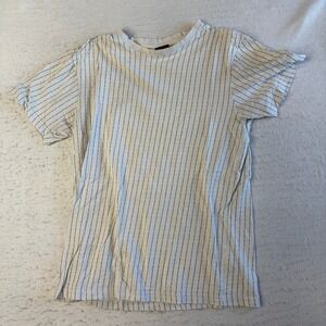 Mister Tee T Shirt‎ Mens Small White F You Pinstripe Graphic Short Sleeve